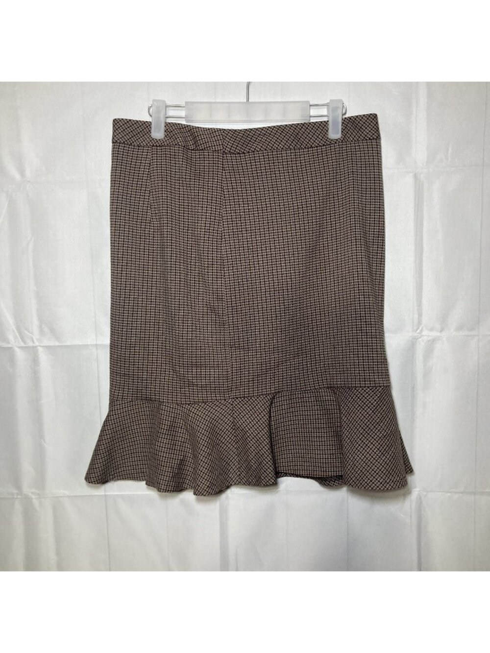 THE LIMITED Brown Hounds-Tooth Knee-Length Flared High Low Tiered Skirt 8 NEW